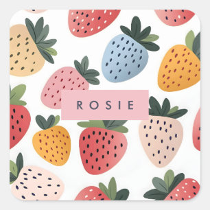 Personalized Cute Fruit Strawberry Pattern Square Sticker