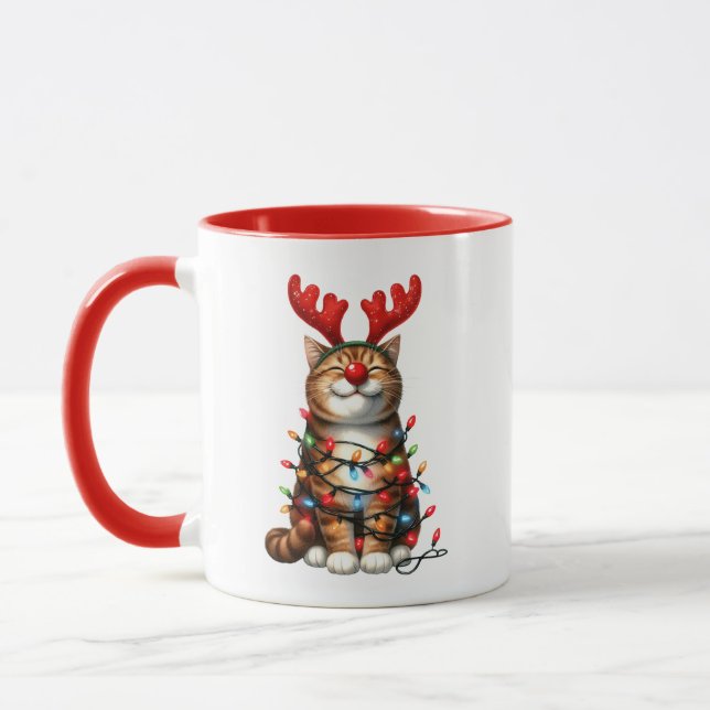 Personalized Cute Funny Cat Christmas Mug (Left)
