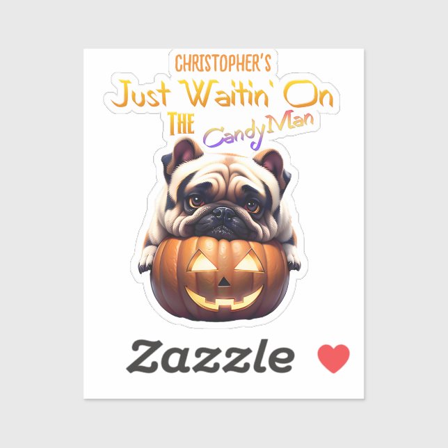 Personalized Cute Funny Halloween Pug Puppy Candy (Sheet)