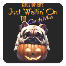 Personalized Cute Funny Halloween Pug Puppy Candy