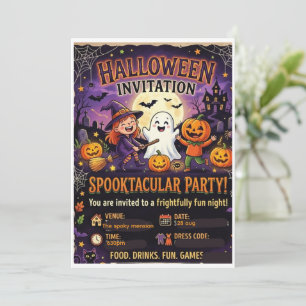 Personalized Cute Ghost Family Halloween invitatio Invitation