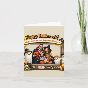 Personalized Cute Ghost Family Halloween Photo Fra Card