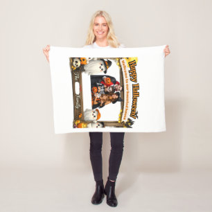 Personalized Cute Ghost Family Halloween Photo Fra Fleece Blanket