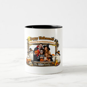 Personalized Cute Ghost Family Halloween Photo Fra Two-Tone Coffee Mug
