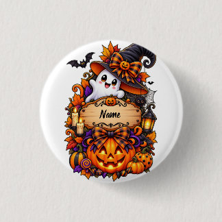 Personalized Cute Ghost Halloween Photo Shirt 1 Inch Round Button