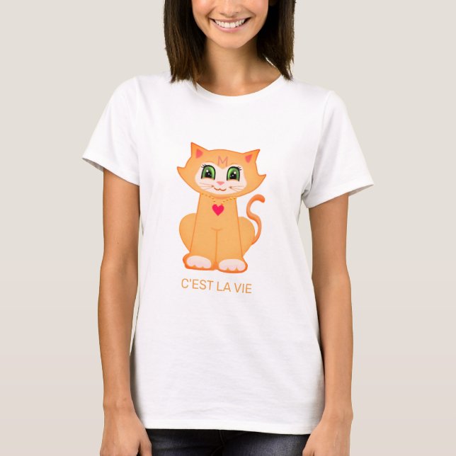 Personalized Cute Ginger Kitty Cat T-Shirt (Front)