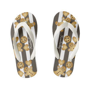 Personalized Cute Gingerbread Man Cookie Kid's Flip Flops
