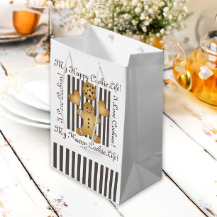Personalized Cute Gingerbread Man Cookie Kids Medium Gift Bag