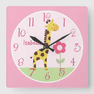 Personalized Cute Giraffe Nursery Clock