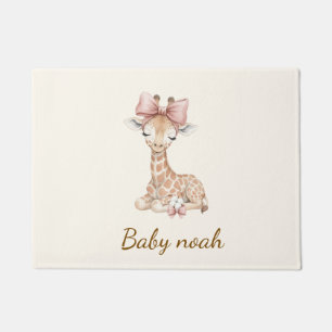 Personalized Cute Giraffe Small Area Rug - Custom