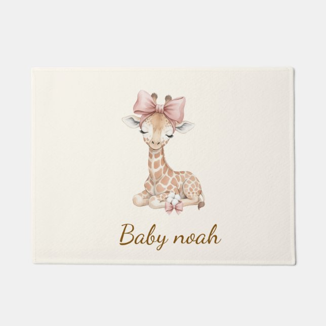 Personalized Cute Giraffe Small Area Rug - Custom  (Front)