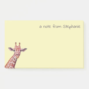 Personalized Cute Giraffe Yellow Custom Fun Text Post-it Notes