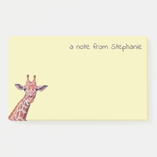Personalized Cute Giraffe Yellow Custom Fun Text Post-it Notes (Front)