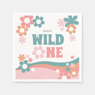 Personalized Cute Girl Wild One Party Napkin