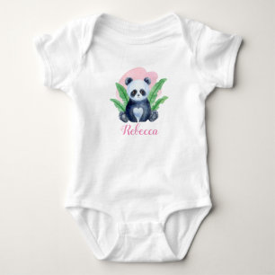 Personalized Cute Girls Panda BearTropical Baby Bodysuit