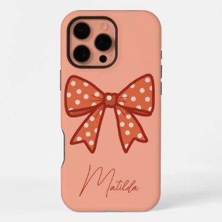 Personalized Cute girly gingham bow ribbon  iPhone 16 Pro Max Case