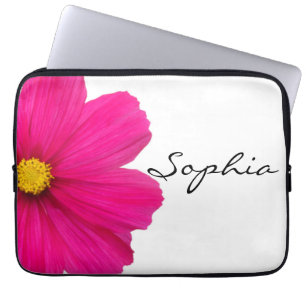 personalized cute girly pink flower laptop sleeve