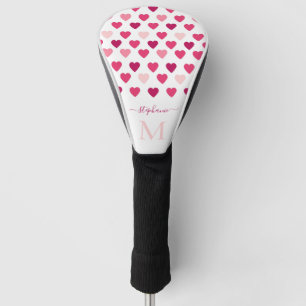 Personalized Cute Girly Pink Hearts Love Golf Head Cover