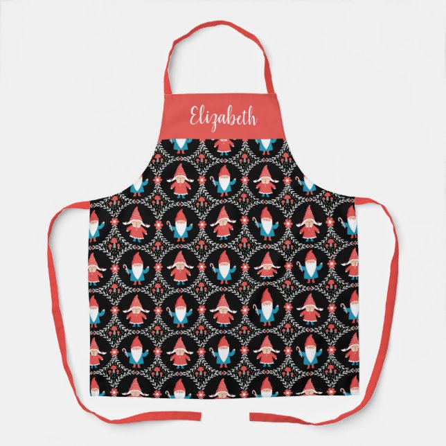 Personalized Cute Gnome Christmas Apron (Front)