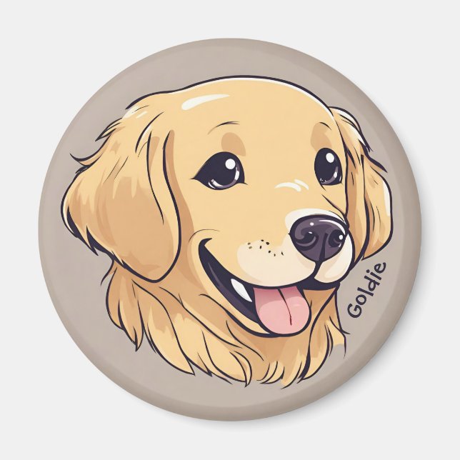 Personalized Cute Golden Retriever Magnet (Front)
