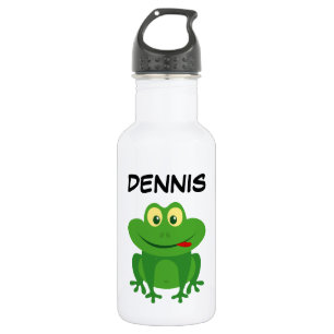 Personalized cute green frog cartoon custom name 532 ml water bottle