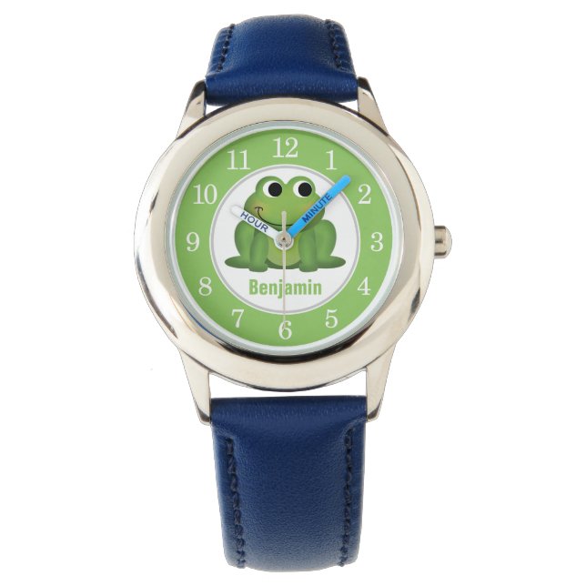 Personalized Cute Green Frog Kids Watch (Front)