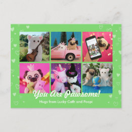 Personalized Cute Green Stylish Hearts Photo Postcard