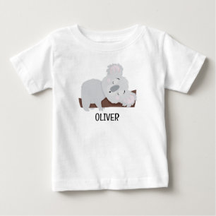 Personalized Cute Grey Koala Bear Baby T-Shirt
