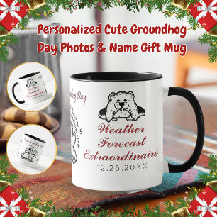 Personalized Cute Groundhog Day Photos & Name Gift Mug