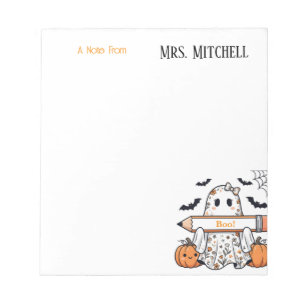 Personalized Cute Halloween Ghost Teacher Notepad