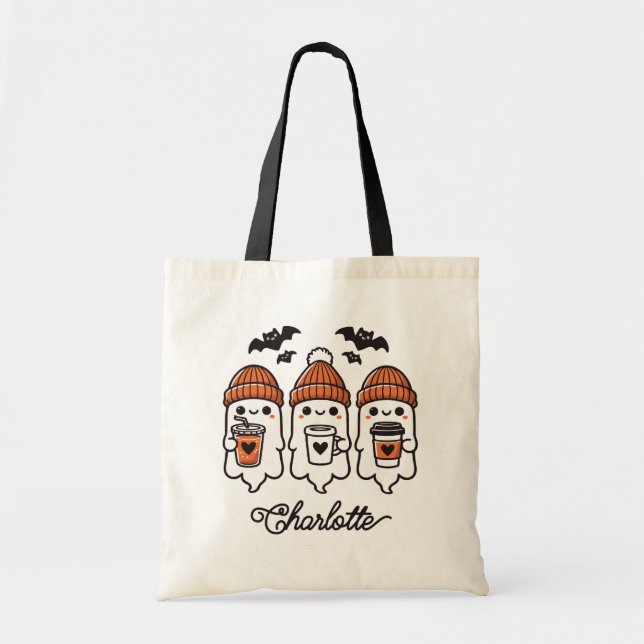 Personalized Cute Halloween Ghosts Tote Bag (Front)