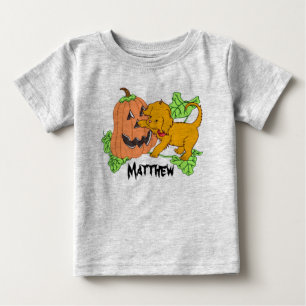 Personalized Cute Halloween Pumpkin And Puppy Baby T-Shirt