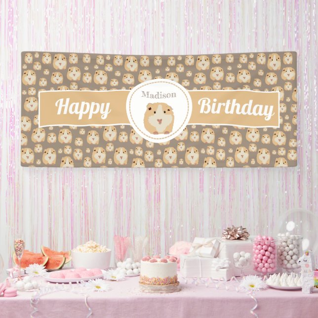 Personalized Cute Hamster Pattern Birthday Party  Banner (Party)