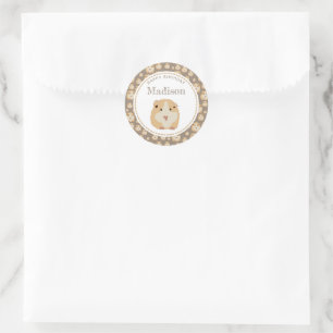 Personalized Cute Hamster Pattern Birthday Party  Classic Round Sticker