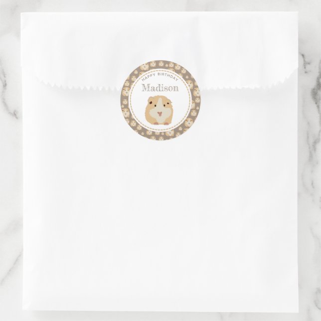 Personalized Cute Hamster Pattern Birthday Party  Classic Round Sticker (Bag)