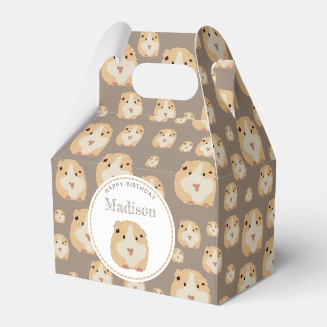 Personalized Cute Hamster Pattern Birthday Party Favor Box (Front Side)