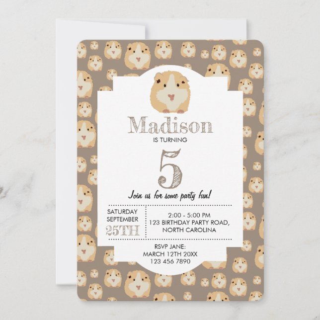 Personalized Cute Hamster Pattern Birthday Party   Invitation (Front)