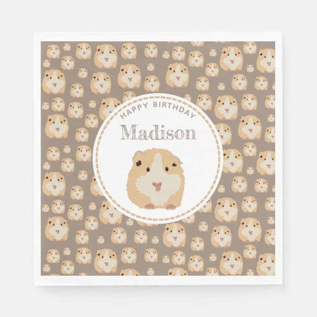 Personalized Cute Hamster Pattern Birthday Party  Napkin (Front)
