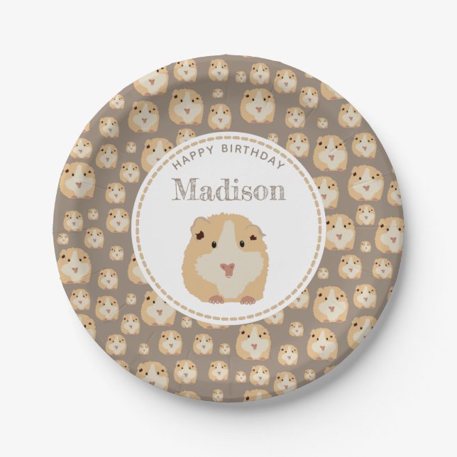 Personalized Cute Hamster Pattern Birthday Party Paper Plate (Front)
