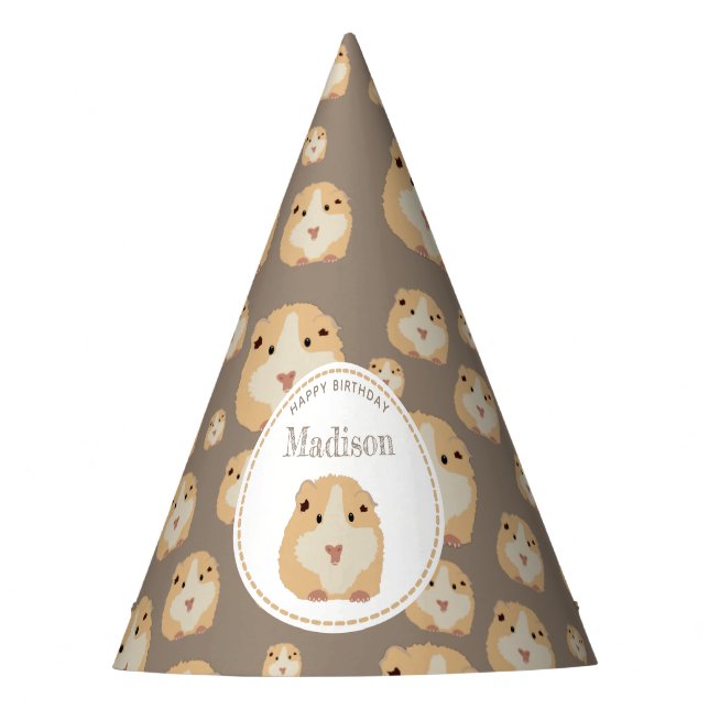 Personalized Cute Hamster Pattern Birthday Party  Party Hat (Front)