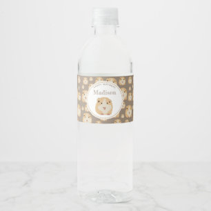 Personalized Cute Hamster Pattern Birthday Party Water Bottle Label