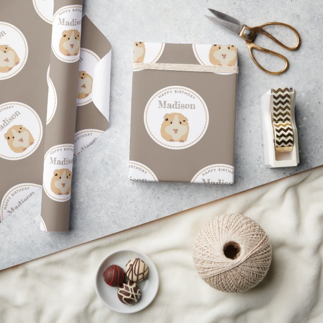 Personalized Cute Hamster Pattern Birthday Party  Wrapping Paper (Crafts)
