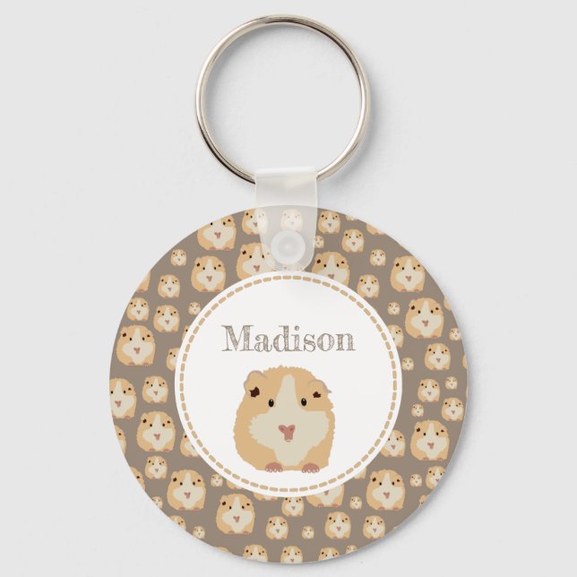 Personalized Cute Hamster Pattern  Keychain (Front)