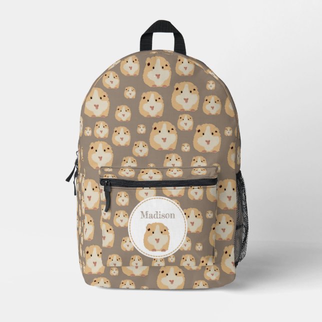 Personalized Cute Hamster Pattern Name Printed Backpack (Front)