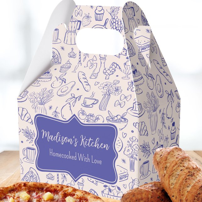 Personalized Cute Hand Drawn Food Favor Box (In situ)