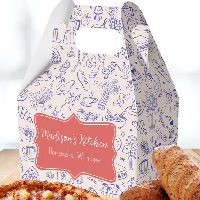 Personalized Cute Hand Drawn Food Favor Box (In situ)
