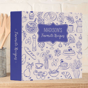 Personalized Cute Hand Drawn Food Flower Recipe Binder