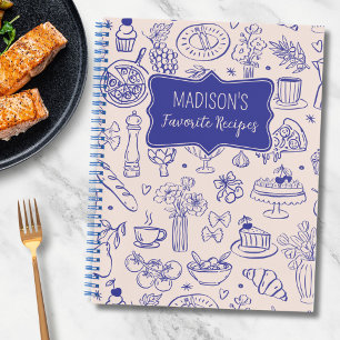 Personalized Cute Hand Drawn Food Flower Recipe Notebook