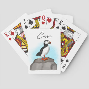 Personalized Cute Hand drawn Puffin Playing Cards