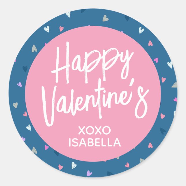 Personalized Cute Happy Valentines Sticker (Front)